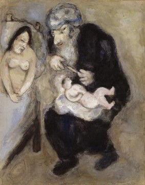 Marc Chagall Painting - La circuncisión prescrita por Dios a Abraham contemporáneo Marc Chagall